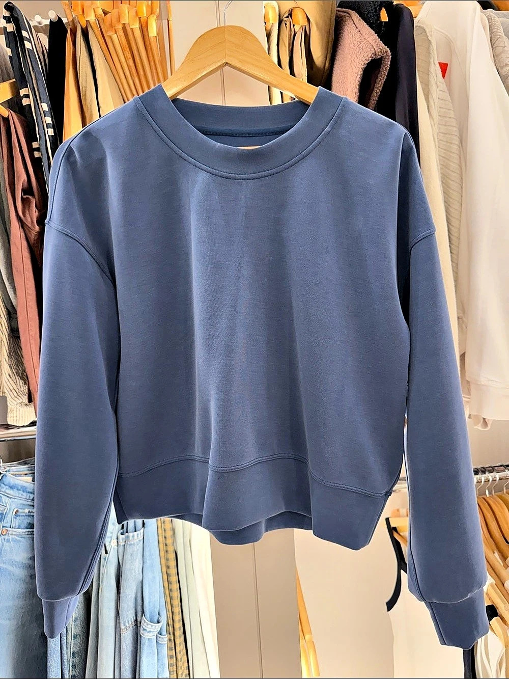 lululemon Softstreme Perfectly Oversized Cropped Crew Women's Sweatshirt in Blue